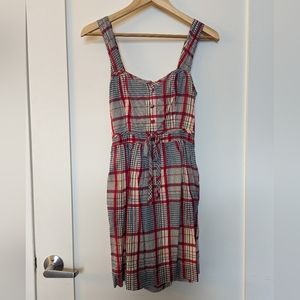 🎆 Plaid cotton sundress - red/white/blue
